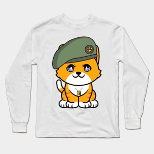 Green Beret orange cat Long Sleeve T-Shirt